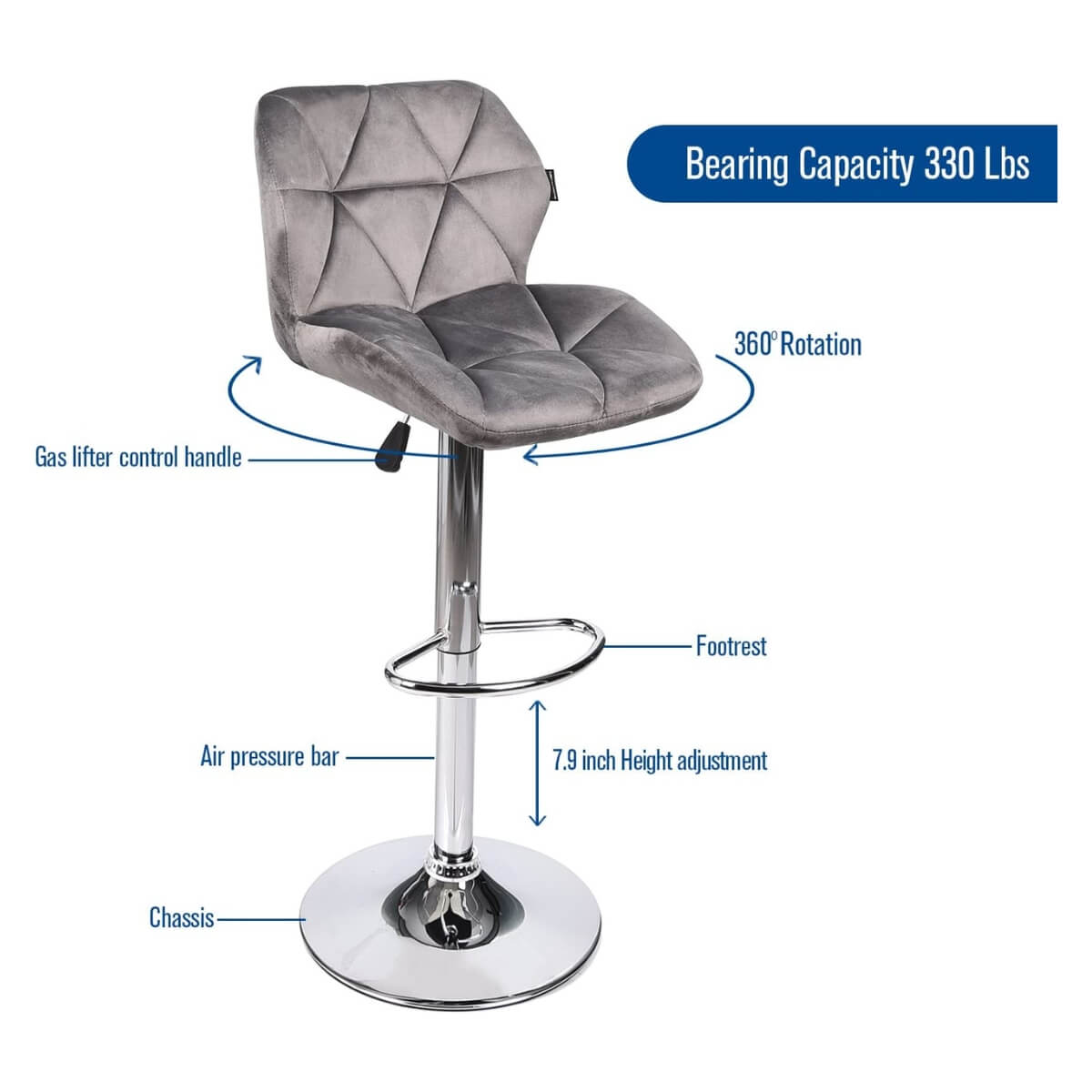 Faux leather silver bar stools features ow005