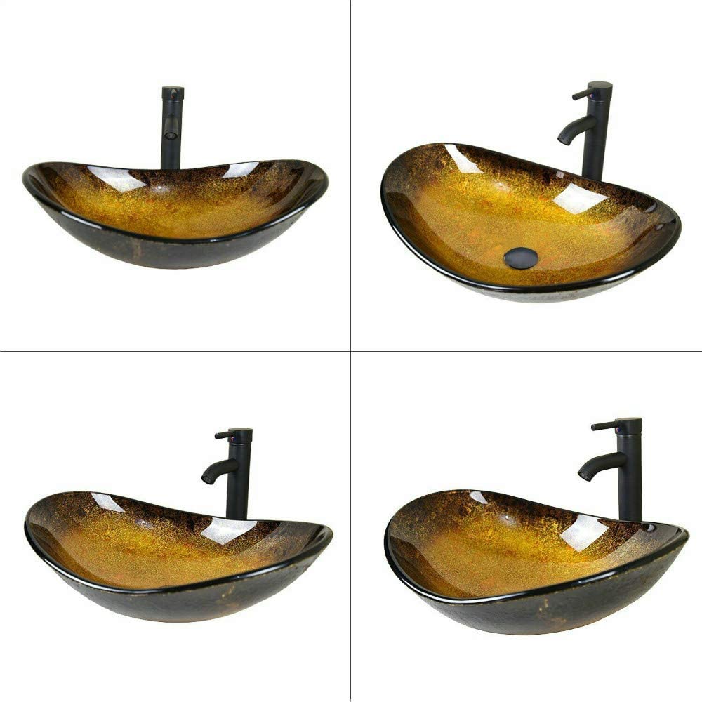 4 angles view of Elecwish gold boat sink