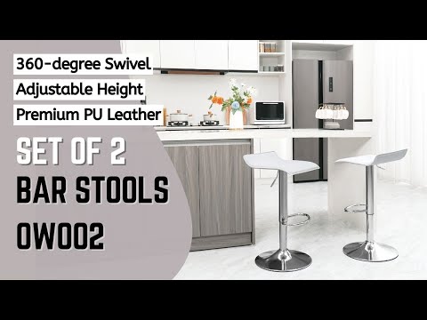 Set of 2 Adjustable Swivel Bar Stools | PU Leather
