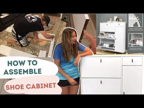Influencer introduced about how to assemble Elecwish white Modern Shoe Organizer Cabinet with Doors 