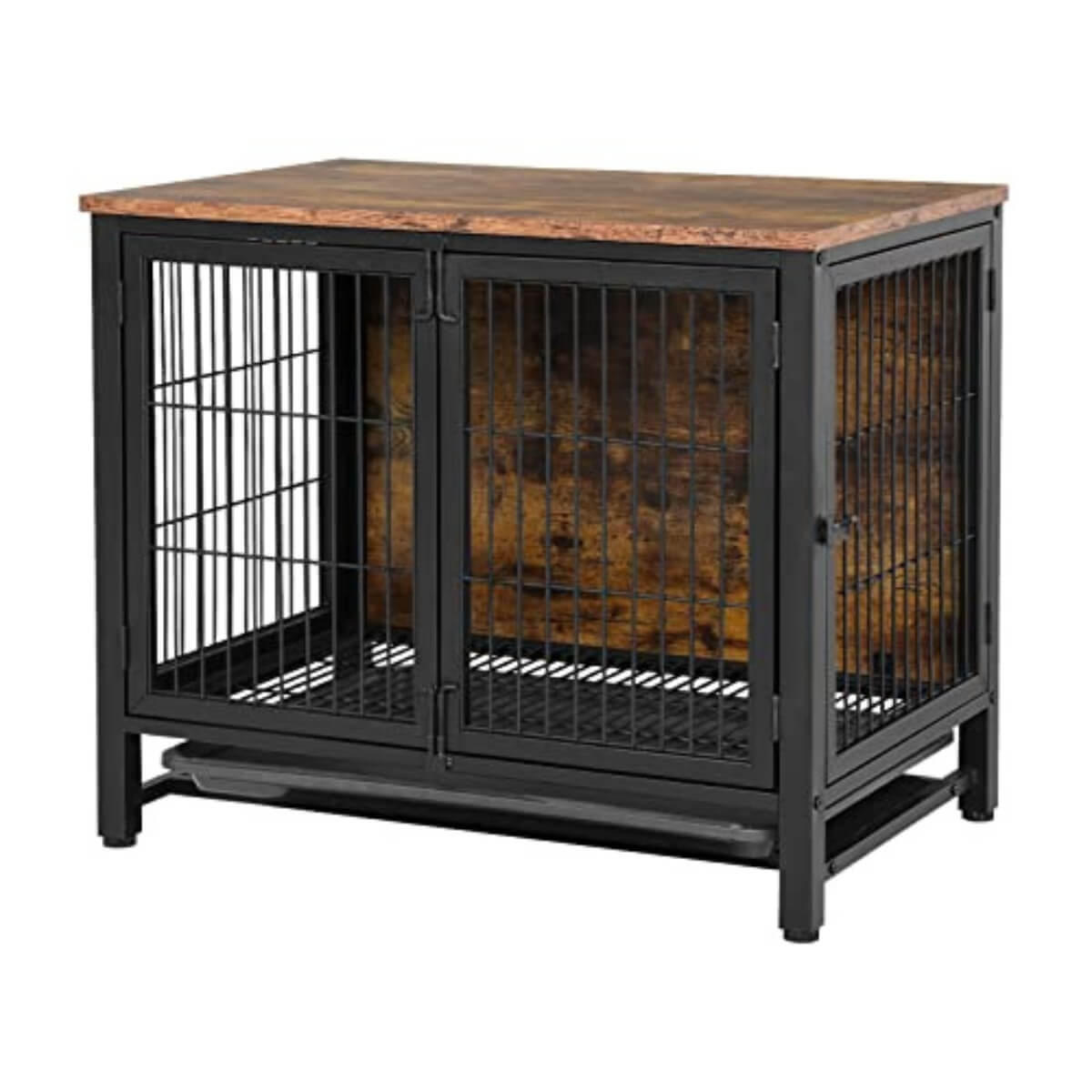 Large wooden dog crate furniture with tray PA01