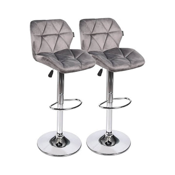 Set of 2 faux leather silver bar stool ow005