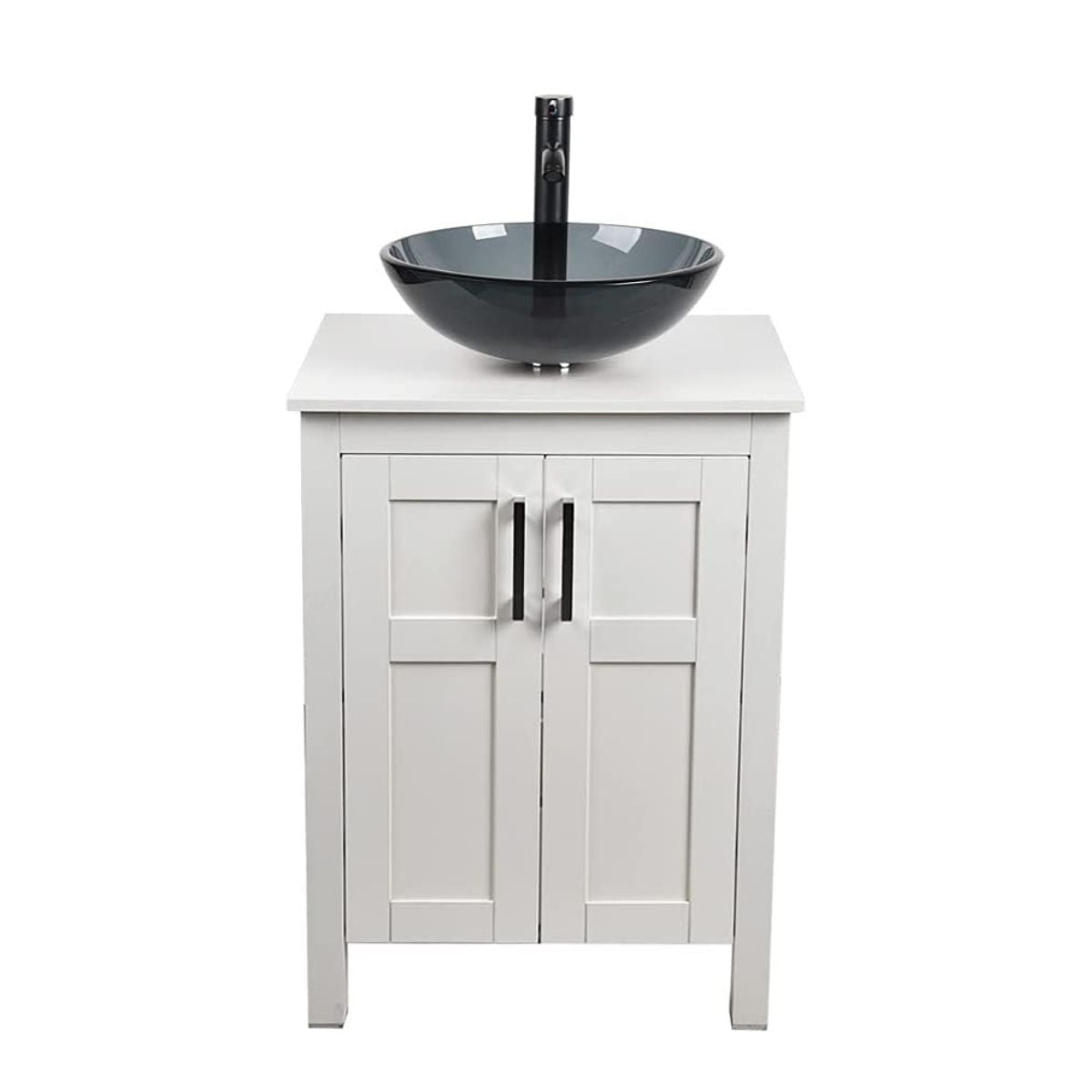 Elecwish White Bathroom Vanity and Bluish Grey Sink Set HW1120-WH